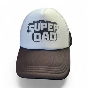 Super Dad Trucker Hat Black & White Mesh Back Snapback Adjustable OSFA